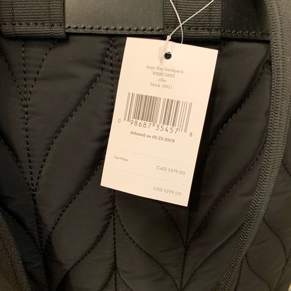 KATE SPADE ELLIE LARGE FLAP BACKPACK BLACK QUILTED - Picture 6 of 8
